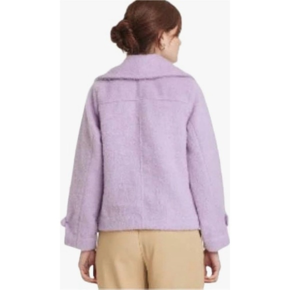 a new day Lavender Cropped Fuzzy Pea Coat - Picture 2 of 16